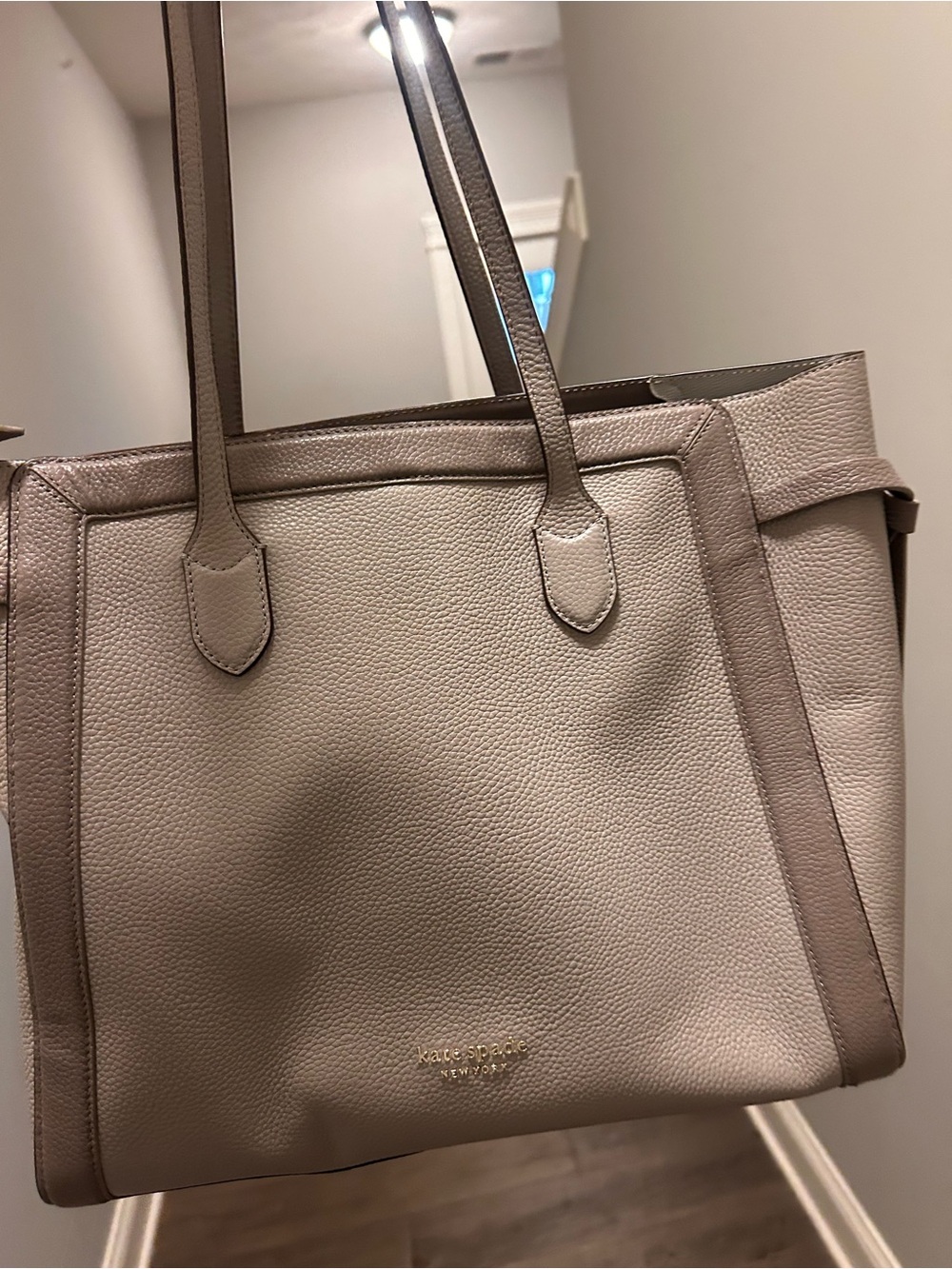 kate spade Pebbled Leather Tote in Taupe
